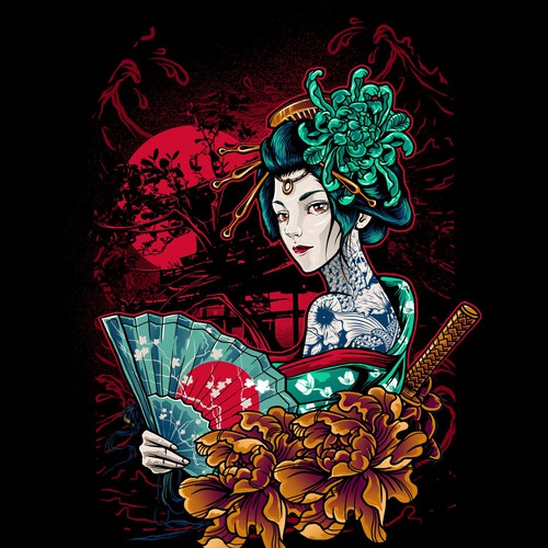 Design di Tatoo-Style Design of a Tsunami/Wave di Dope Hope