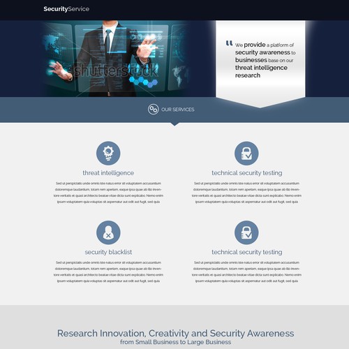 Professional as well as cool landing page for an innovative company that keep your business secure Design by miketjan