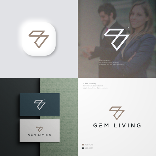 Geometrical, minimalist, modern brand design for Gem Living Design by ankhistos