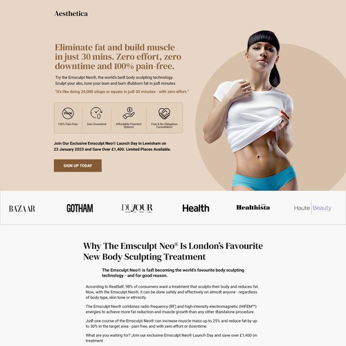 Landing Page For Aesthetic Clinic Launch Day Event Design by Pixel Creators