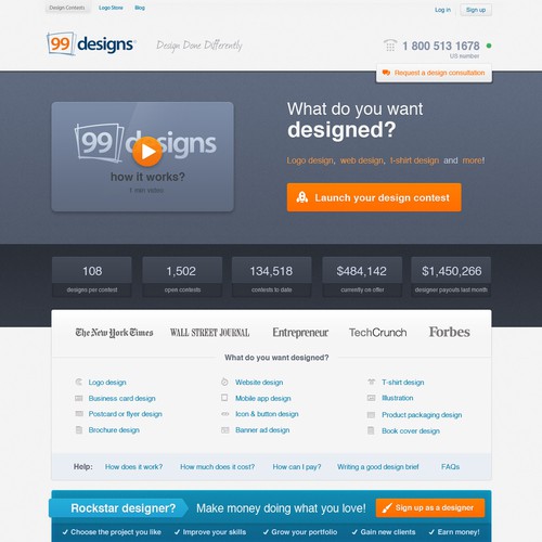 99designs Homepage Redesign Contest Design réalisé par pavot