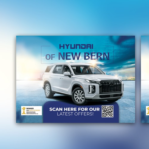 Flyer for Hyundai car dealership showing off the new Palisade and Elantra Design by hira javed