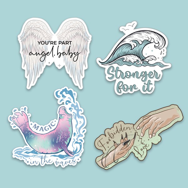 Whimsical stickers for Salt + Stars Press Shop ✨