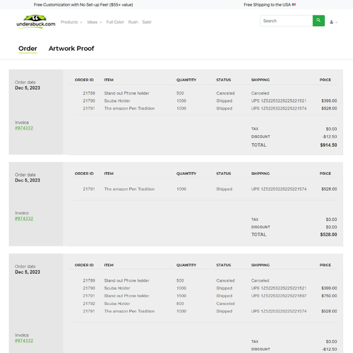 Easy to use Customer Account Page Design by Oreas