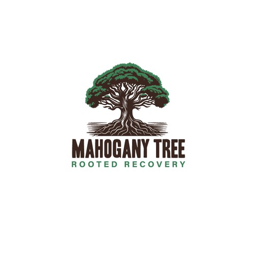Mahogany Tree, Rooted Recovery.  Grow into new life! Design by UB design