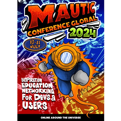 Create event poster (in a fun style, maybe pop-art?) with our mascot in SUPERMAN pose Design by IWAKVISUAL