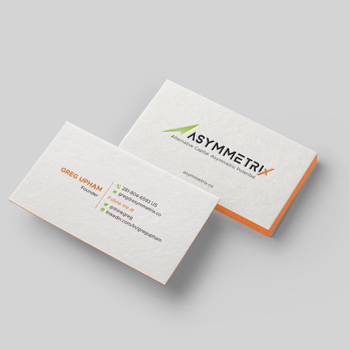 Design a cool, edgey but sophisticated business card for an alternative investment firm. Design von Taaiebah