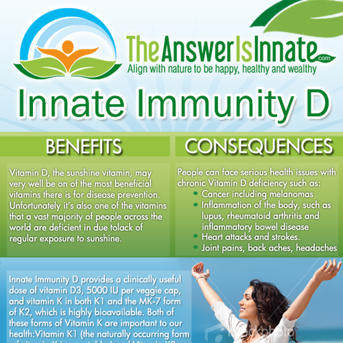 I need a FABULOUS 1 page Sales Flyer for a Vitamin D Supplement Ontwerp door SabD