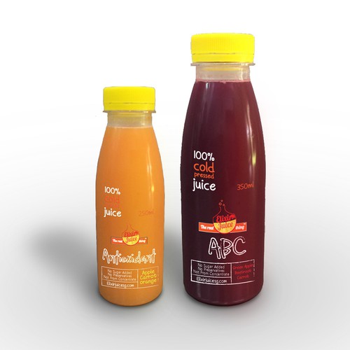 Design Cold Pressed Fruit Juice Bottle Label + Table Top Display ...