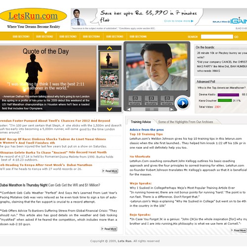LetsRun.com Homepage Re-Design/Cleanup Diseño de visudesigns