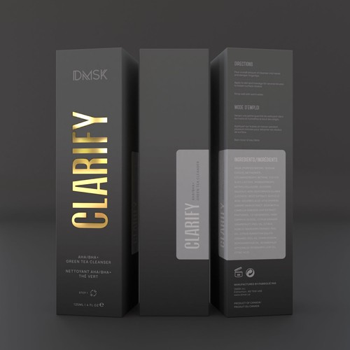 Luxury, high-end product box design for facial cleanser. Design by DG[Graphix]