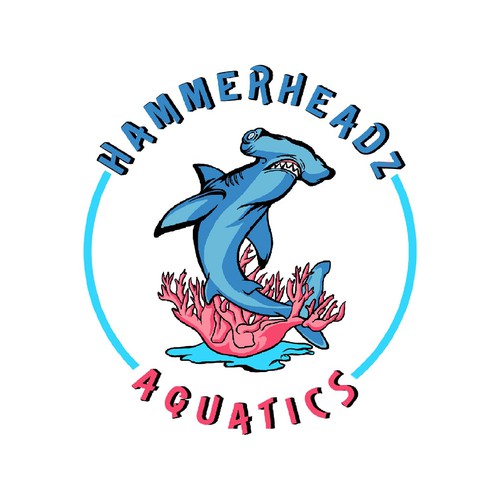 Hammerhead Shark Logo for Custom Salt Water Aquariums and Ocean Coral Farm Company Design by gntkart