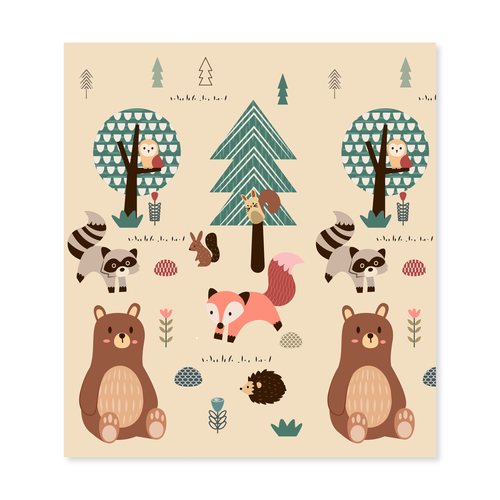 Illustration of kids playmat with animals Design by ies