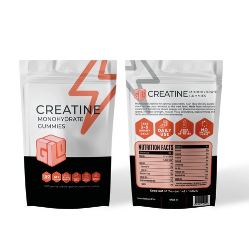 Bag Design for Creatine Monohydrate Gummy brand Design by IRF°ADC