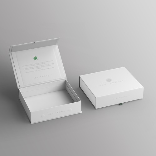 Unique discovery/gift set box design for ultra luxe aroma oil set Design by Bloom Graphic