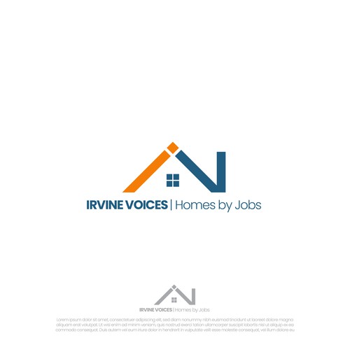 Irvine Voices - Homes for Jobs Logo Design by alxdryoga