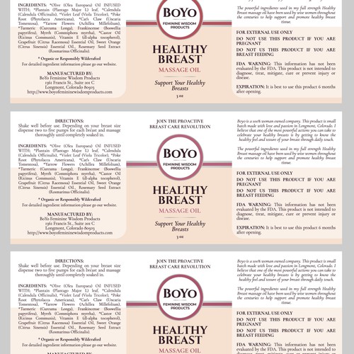 design a classy, bold healthy breast massage oil label Design réalisé par ilonaGi