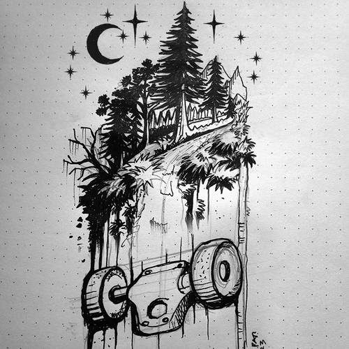 Skateboard Tattoo Design by Armand Par