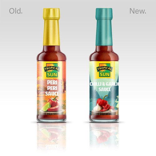 Tropical Sun Chilli & Garlic Sauce Label Digital Painting Diseño de FitzgeraldDesigns