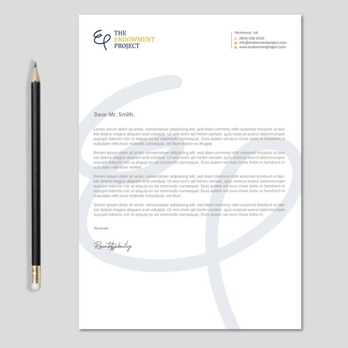 Clean, simple note design, The Endowment Project Design by LAXMI DESIGNHUB