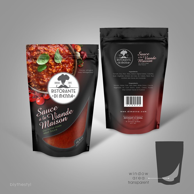 Packaging For our home made meat sauce in a resealable ziplock bag Product packaging contest