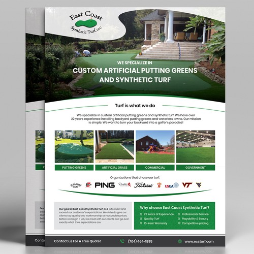 Design di We need a flyer for our synthetic grass and artificial turf installation company di Maximillian
