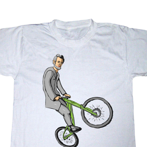 Illustrate Abraham Lincoln getting big air on a bike for my T-Shirt Diseño de Mir9a