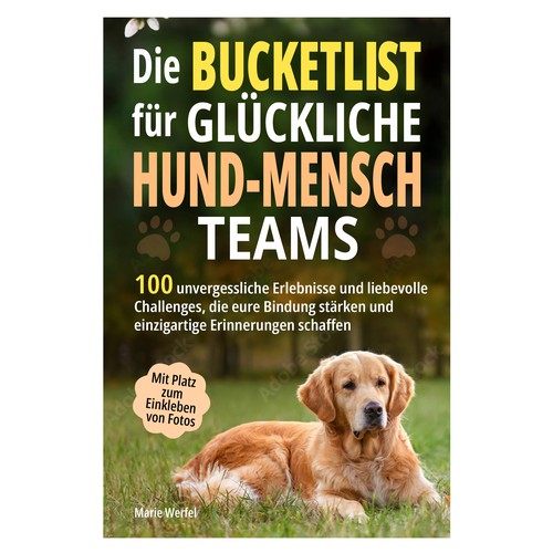 Design a harmonious, cute cover for a dog & human bucketlist Design by Cover_Design_Expert