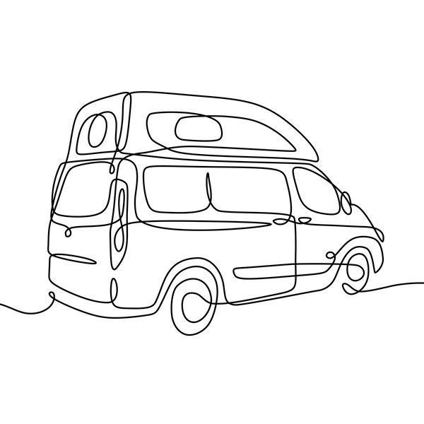 Design by Ngupakarti titled "ford nugget car continuous line art drawing"