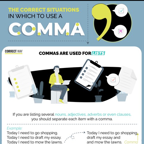 Comma rule infographic to appeal to students of any age Design by DanielRW