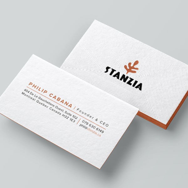 Design by Bikash Chandra Das titled "Business Card Design for STANZIA"