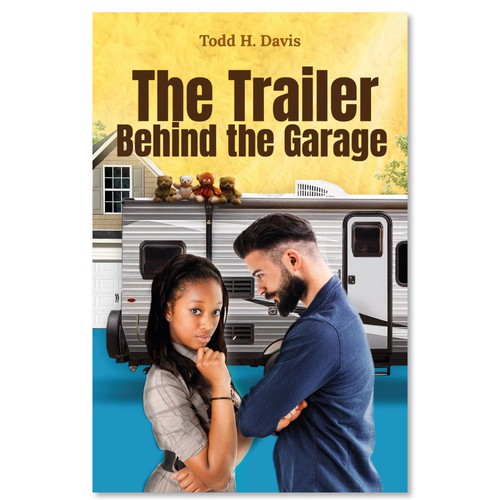 Young White man and Black female teenager in front of a travel trailer on book cover Design by Melissa Giron