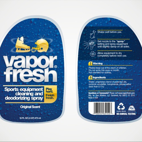 Label Design for Sports Equipment Cleaning Spray Réalisé par Aitor