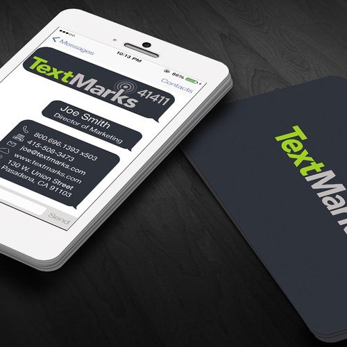 Create new business cards for text message provider Business card contest