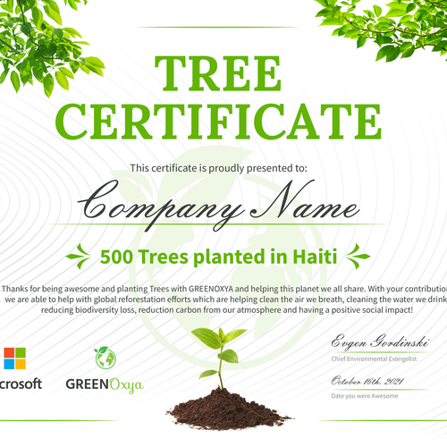 Evgen GordinskiさんのTree Certificateデザイン