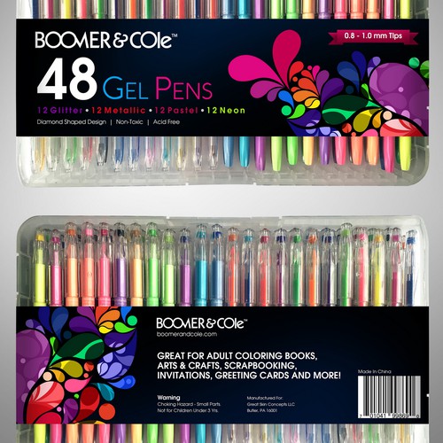 48 Unique Colors Gel Pen Set for Adult Coloring Books - No