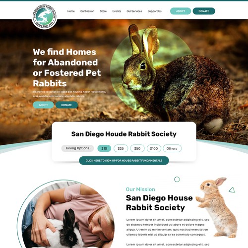 Designs | A website layout refresh for a rabbit rescue and shelter ...