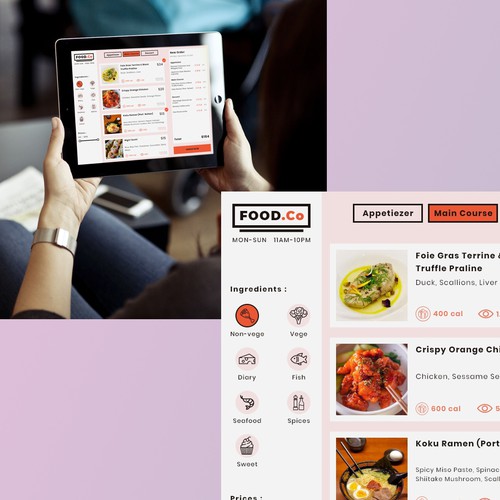 DIGITAL MENU FOR RESTAURANTS (IPAD FORMAT FOR RESTAURANT PATRONS) Design by Nikolas Hermawan