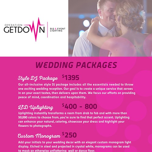 A4 Wedding DJ Flyer Needs Contemporary Flair! Postcard, flyer or
