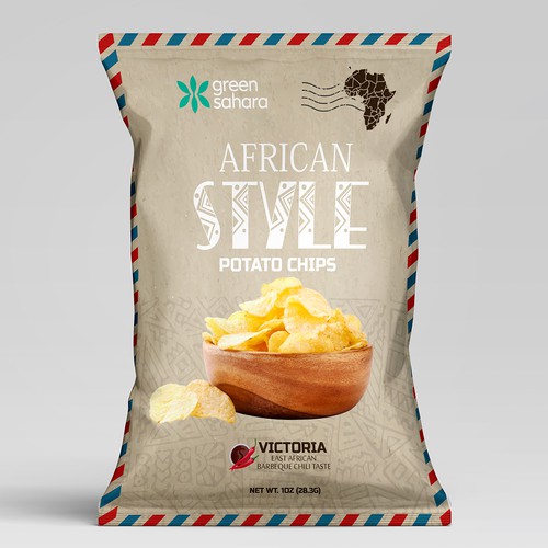 Design African style potato chips packaging Design by Noha.Akkad