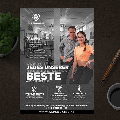 a5 poster design for special gym in the mountains / Community & Training... Design by ektadevesh