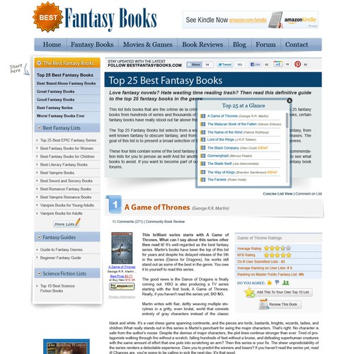 Help Best Fantasy Books with a new website design Réalisé par rosiee007