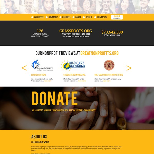 Design by Madras40 titled "refreshed web design for Grassroots"