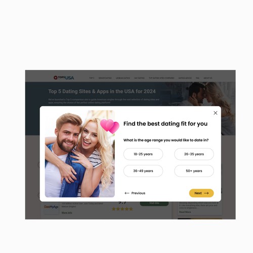 Engaging quiz feature design for product comparison website Design by DezainHub