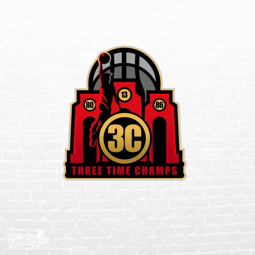 Basketball Logo for Team 'Three-Time Champs' - Your Winning Logo Featured on Major Sports Network Design by Dogwingsllc