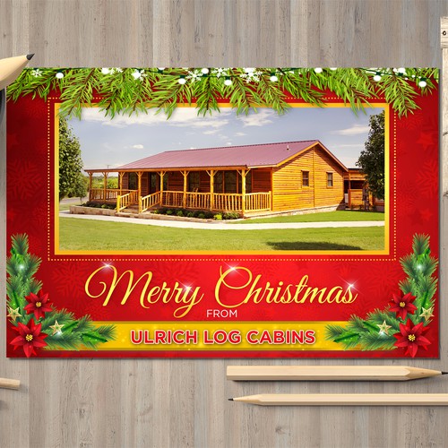 Log Cabin Christmas Postcard Postcard Flyer Or Print Contest