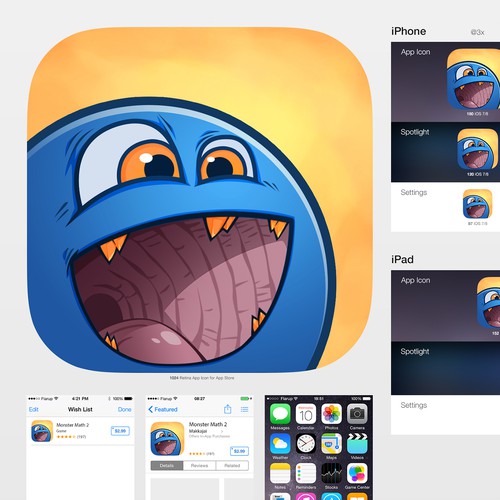 Create a beautiful app icon for a Kids' math game Diseño de Seochan