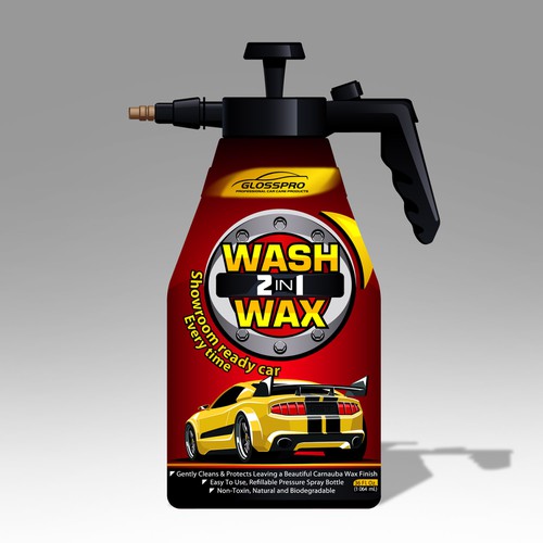 Glosspro "2 in 1 Car Wash and Wax" (Waterless Carwash)  Label Design by Yeni Rostislav