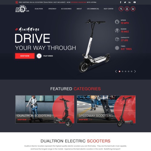 uddannelse Bestil indgang Awesome electric scooter homepage re-design | Web page design contest |  99designs