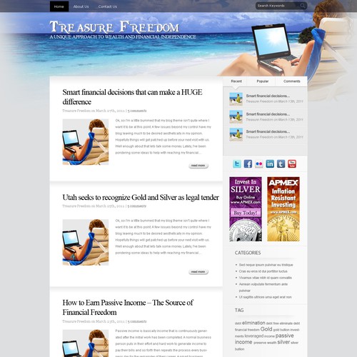 Financial Freedom Wordpress Blog Theme (Web 2.0) Design por cepoko